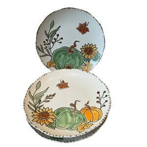 Eli & Ana Pumpkin Appetizer Plates 6in Thanksgiving Fall Harvest Set of 4 New